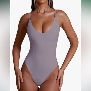 NWT Sexy Deep Round Neck Double Lined Sleeveless Trendy Going Out Bodysuit